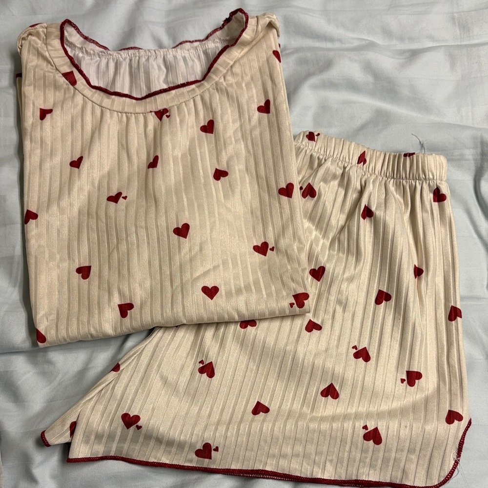 Heart Print Pajama Set
